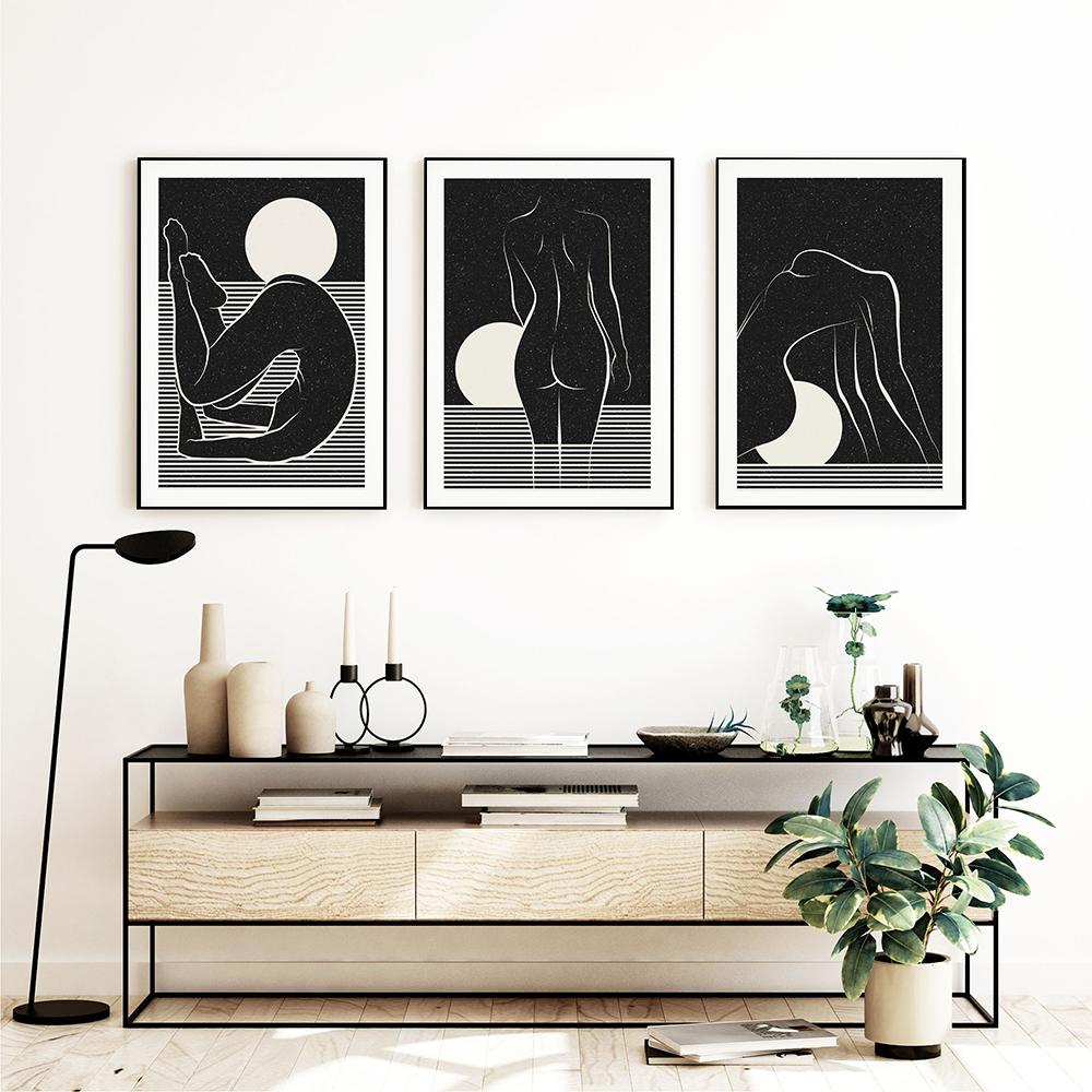 Abstract Nude Woman Silhouette Sensual Art Print Naked Body Figure  Modern Boho Female Poster Canvas Painting Wall Decor