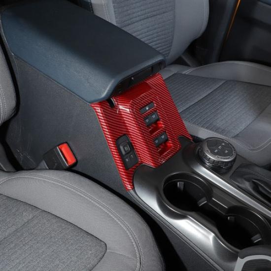 Window Lift Switch Panel Decor Cover for Ford Bronco 4 doors Red Carbon Fiber