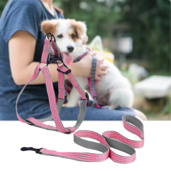 Puppy Harness Adjustable Buckles Prevent Break Free Traction Tool Dog Harness Leash Rope Set Pet Supplies
