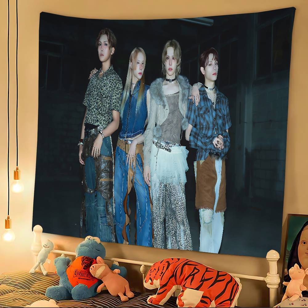 Popular Kpop Group X-XLov Hanging Bohemian Tapestry Hanging Tarot Hippie Wall Rugs Dorm Japanese Tapestry