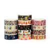 1X 10M Gold Foil Reindeer Snowflake Christmas Trees Snowman House Masking Washi Tape for Scrapbooking Planner Kawaii Papeleria