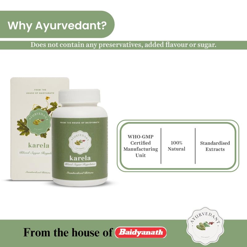 Baidyanath Ayurvedant Karela Capsules 60 Count Natural Support For Blood Sugar Control And Digestive Health Management Pack Of 1