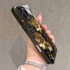 Funda de cristal templado con estampado de flor de loto dorada para iPhone 11 12 13 14 15 16 17 Pro Max 16E 17Air 7 8 Plus XR XS X