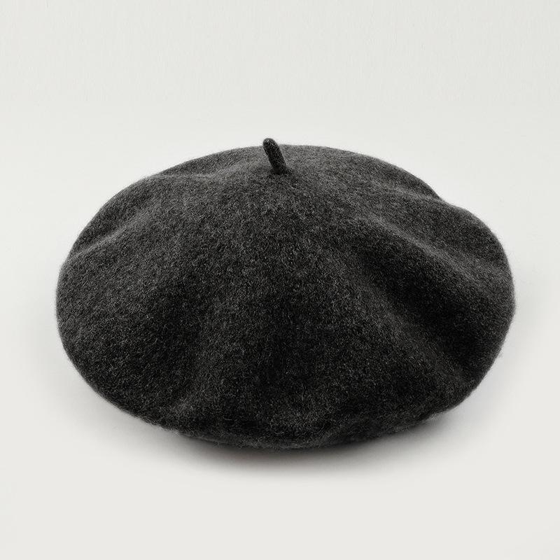 Dámský fialový vlněný baret: Klobouk se širokou krempou, Vintage britský, korejský a japonský styl pro podzim/zimu