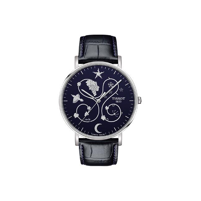 TISSOT Meishi Collection Quartz Movement Men s Watches Watch 42mm Blue Dial Stainless Steel Case Leather Strap T109.610.16.041.00 Blue Dial