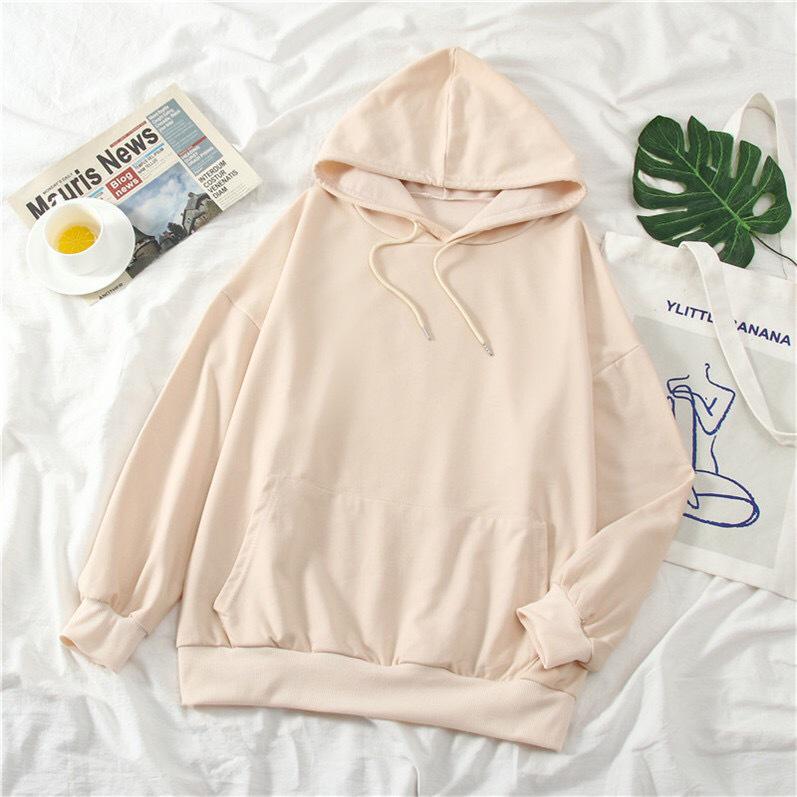 2023 Autumn/Winter Solid Color Plus Velvet Loose Pullover Hoodie