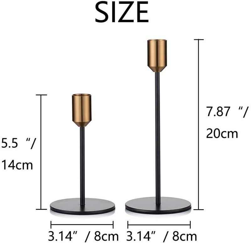 Dining Table Living Room Wedding Metal Decoration High Golden Candlesticks Black Candle Holder 2 Piece Set