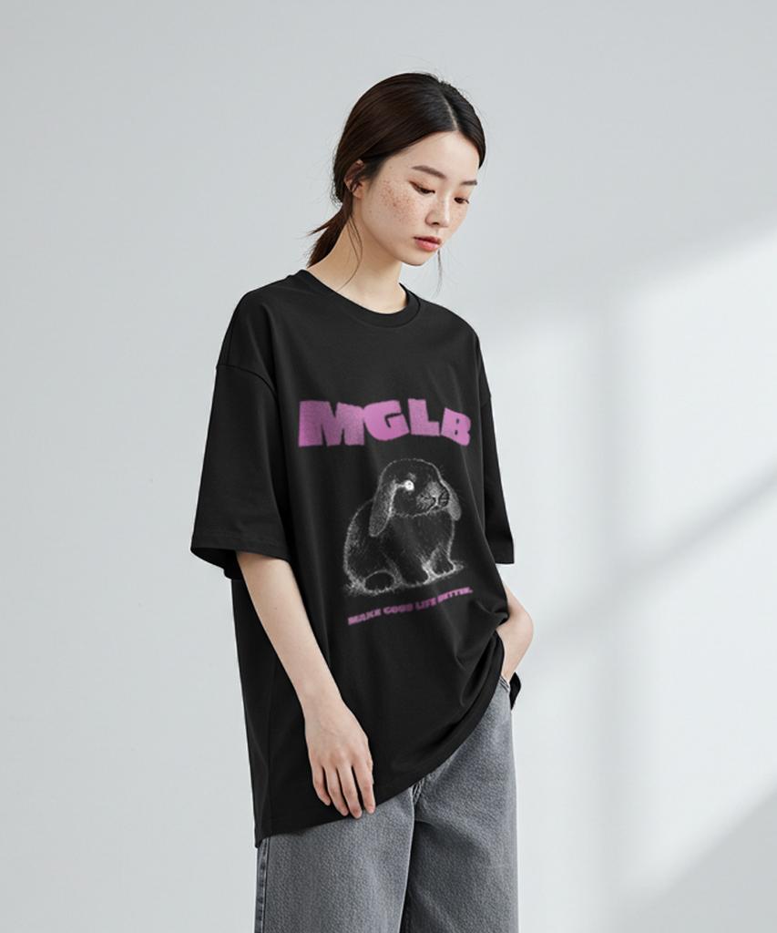 MATCHGLOBE Baby Rabbit Oversized Tee (Black)