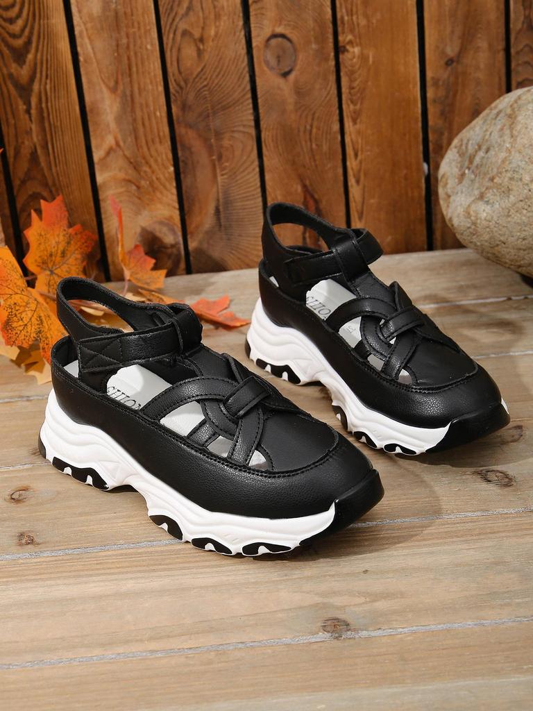 Women's 2026 Cross Hollow Platform Wedge Sandals - Large Size, Comfortable, Thick Sole, Roman Style