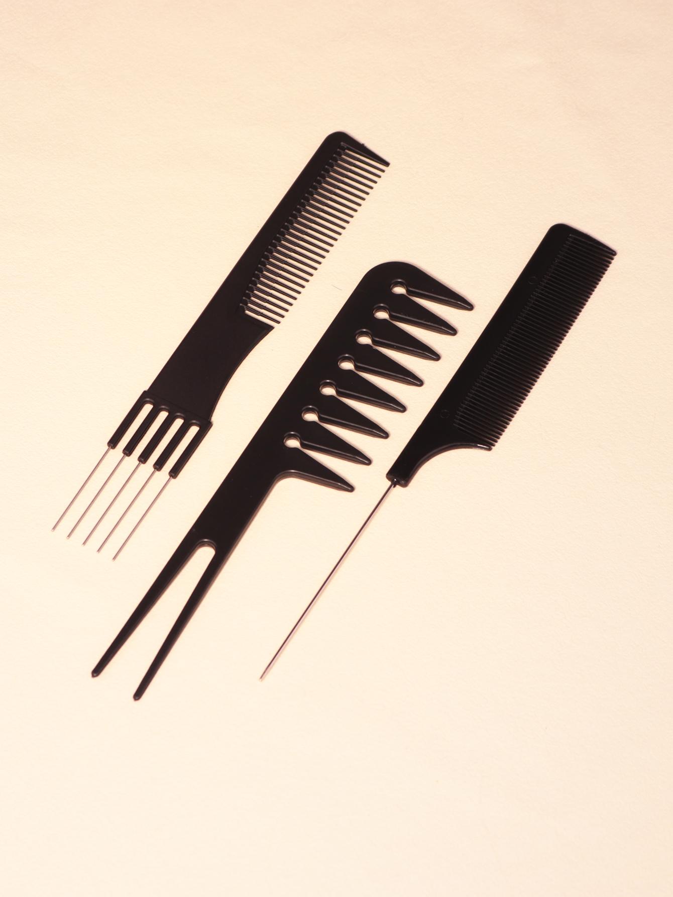 

Набор из 3 многофункциональных двусторонних расчесок, расческа для хвоста из нержавеющей стали, расческа с широкими зубьями, Специально для париков из натуральных волос