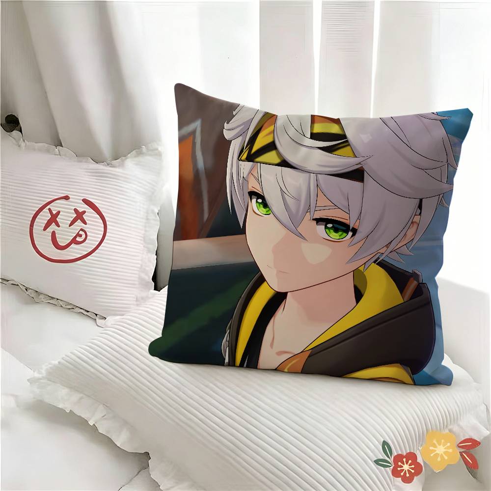 pc Bennett Genshin Impact Pillow Case Fashion Square Pillowcase Bedroom Sofa Room Ins Decoration Leisure