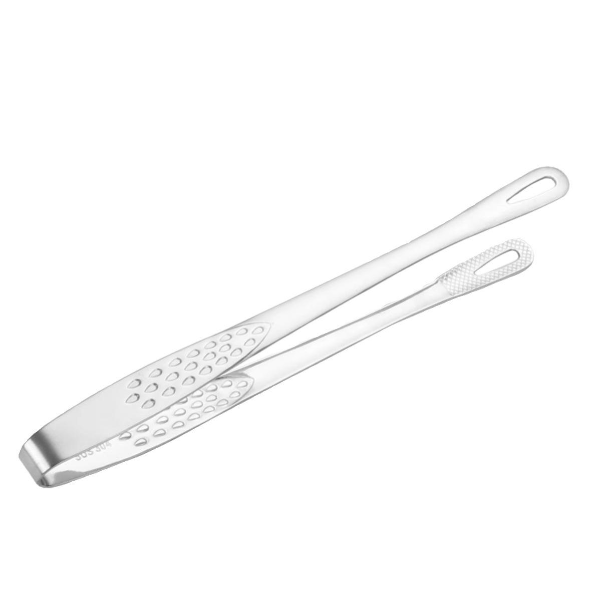 1pcs Stainless Steel Food Tongs Long Handle Non-slip Barbecue Tongs Steak Tongs Kitchen Cooking Tool Accessories BBQ Cooking Tongs 21cm