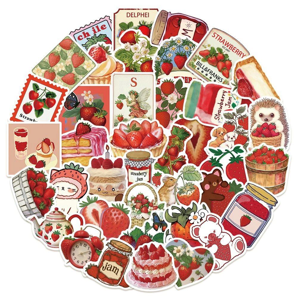 1set Strawberry sticker cartoon cute mobile phone case water cup decoration waterproof sticker