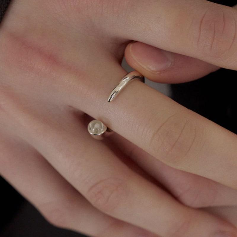 

ovbeige [VEI] 925silver PETAL GEM OPEN RING_WHITE QUARTZ GOLD