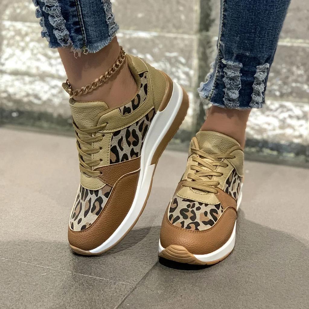 Sneakers Leopard Print Shoes for Women Luxury Brand Women Lightweight Platform Designer Ankle Shoes New Casual Sneakers