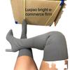 New Pointed Thick Heel Knee Elastic Boots European and American Autumn and Winter Large Size High Heel Boots