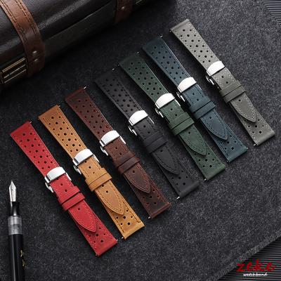 Quick Release Vintage Leather Watch Strap Stitching Cowhide Band for Omega 18/19/20/21/22/24mm Deployment Clasp Wrist Bracelet