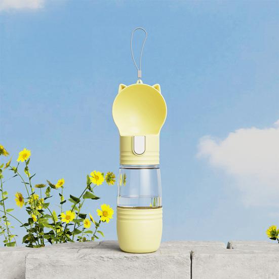 Bouteille d'eau pour chien Portable Anti-fuite Distributeur d'eau pour animaux de compagnie avec gamelle de boisson Voyage Abreuvoirs/Mangeoires pour animaux de compagnie pour la randonnée la marche en extérieur