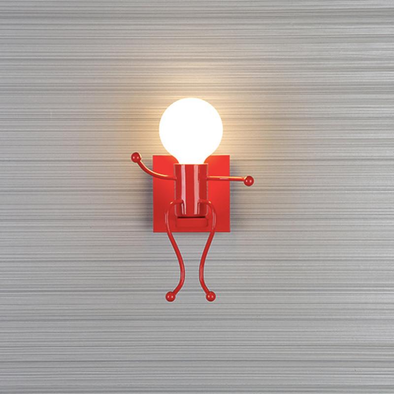 Kreative Humanoide LED Wandleuchte E27 Eisen Cartoon Kleiner Mann Schaukel Wandlampe Kunstdekor für Schlafzimmer Kinderzimmer Wandleuchte Beleuchtung