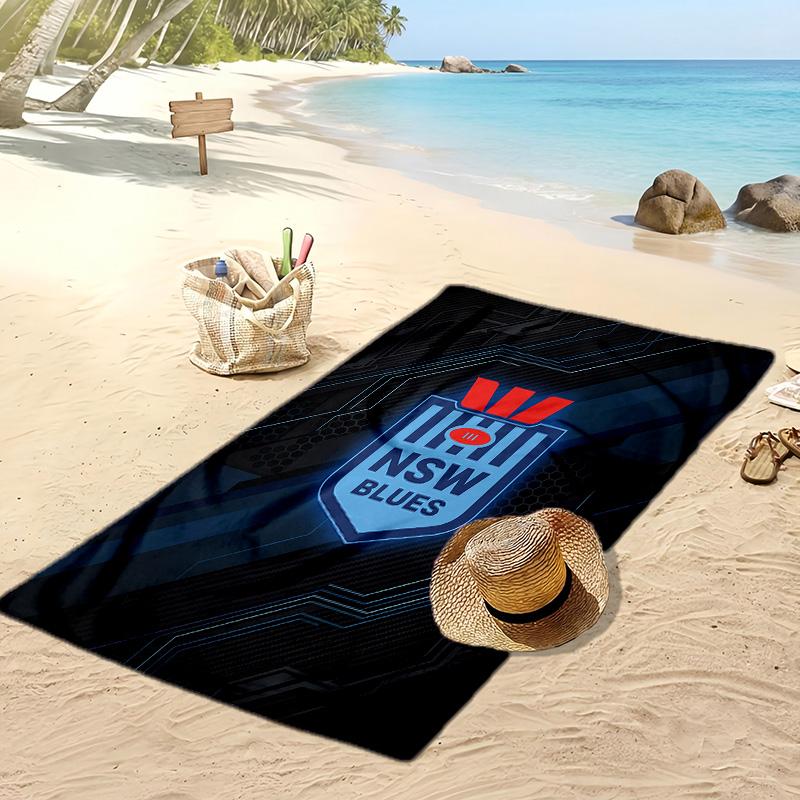 NSW Blues Print Beach Towel Soft Portable Quick?dry Towel For Pool Summer Vacation Outdoor Sport