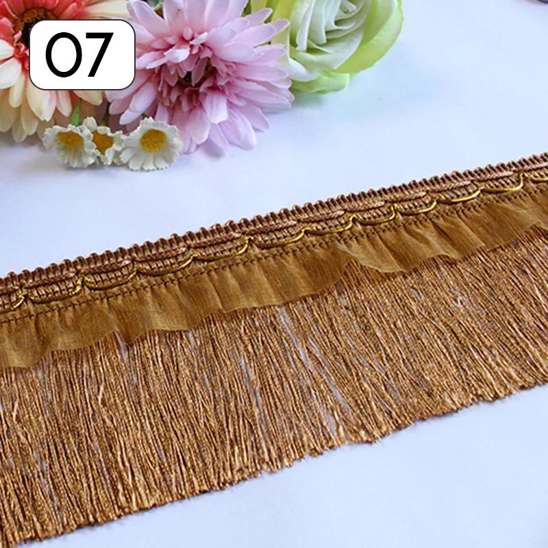 Wholesale 12M Long Fringe Polyester Yarn Gold Thread Tassel Lace Trim Ribbon Sew Latin Dress Garment Curtain DIY Accessories