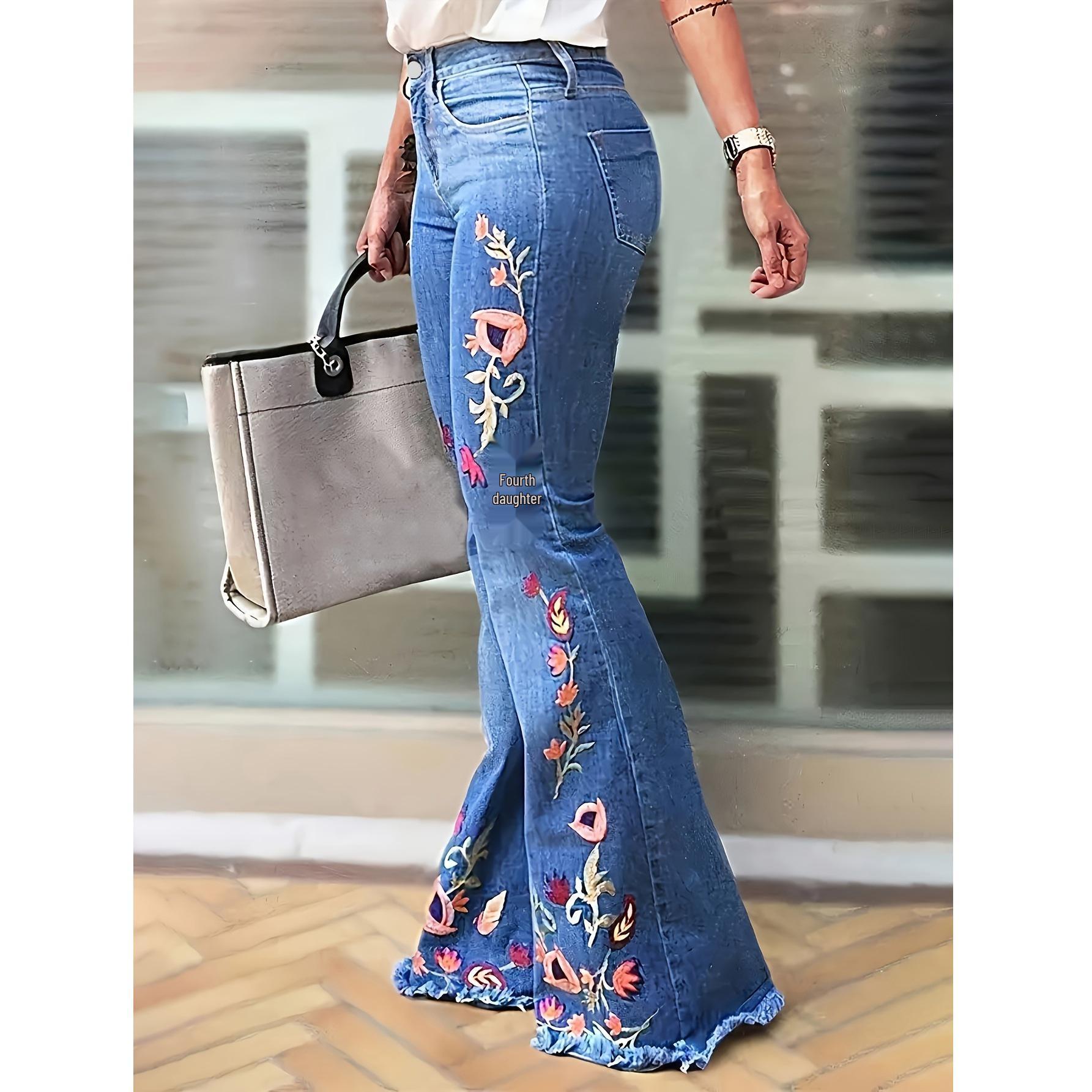 Plus Size Women s Micro Flare Embroidered Stretch Jeans XL