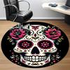 1pc Sugar Skull Flowers Office Round Area Rug, Under Office Chairs Bedroom Living Room Home Decor, Room Deco, Available In Various Sizes