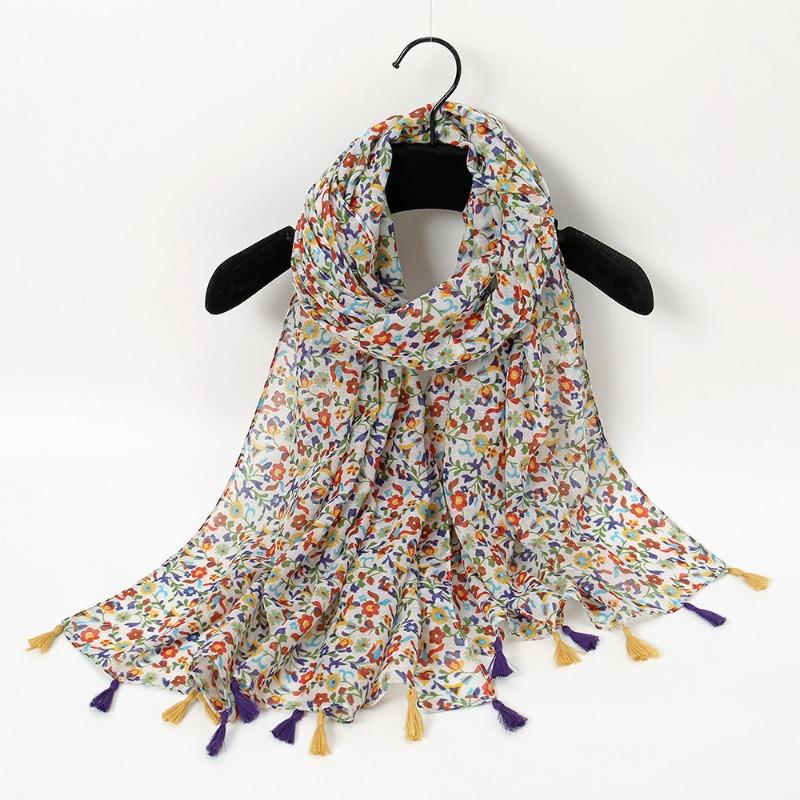 Autumn and winter small fresh rendering ink painting butterfly printing warm shawl, travel beach towel cotton and linen feel scarf