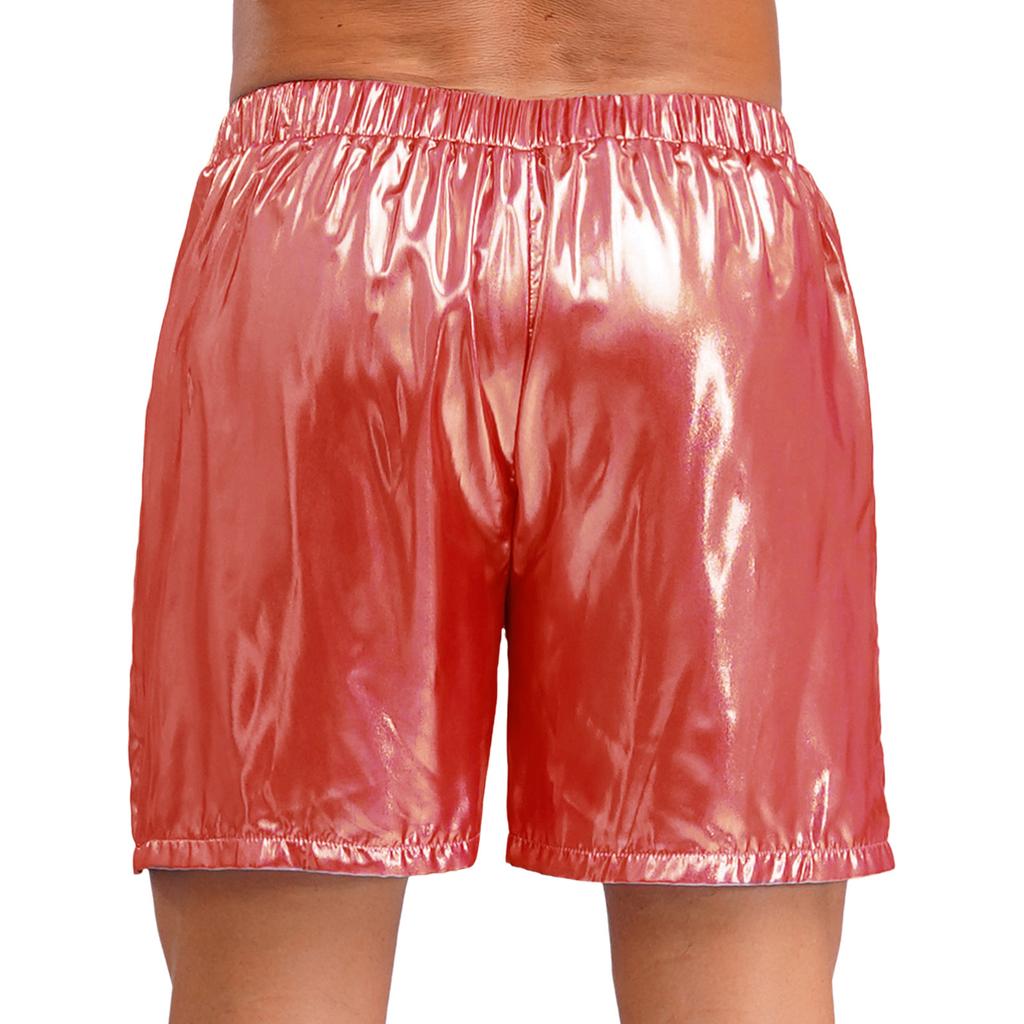 Shorts Boxer Brillants pour Homme Ceinture Élastique Design Poche Latérale Coupe Ample Shorts de Plage Brillants Vêtements d'Intérieur