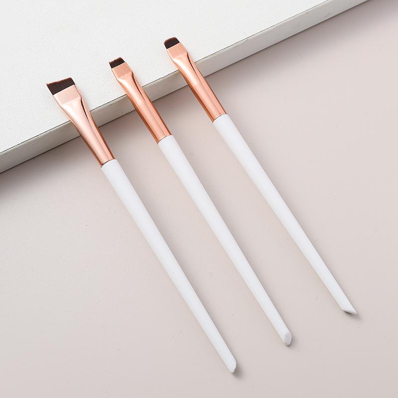 3-Piece Ultra-Thin Eye Makeup Brush Set: Blade Liner, Under-eye Shadow, and Slanted Eyebrow Brushes
