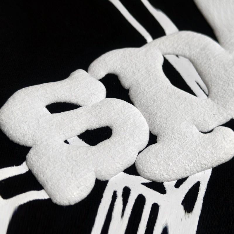 Felpa Sp5der Oversize Spessa in Pile con Stampa a Foglia Ragnatela Design Uomo Inverno Casual