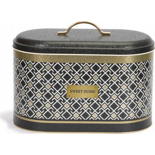 

Evle Sultan Металлическая корзина для хлеба с узором 11 л - Черно-белая