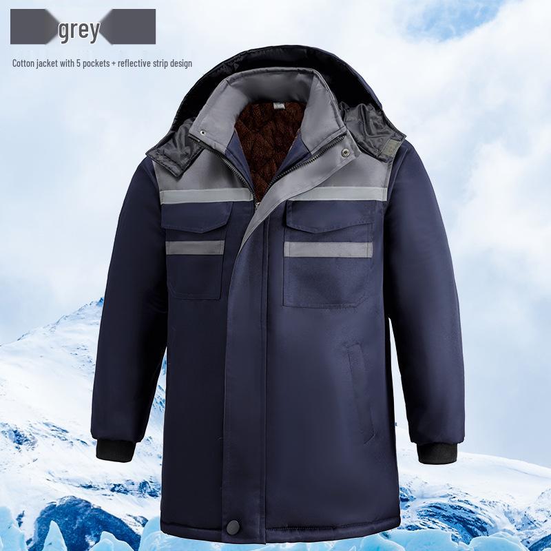 Men's Thick Winter Work Jacket - Wear-Resistant, Anti-Scald, Cotton with Plus Velvet Lining