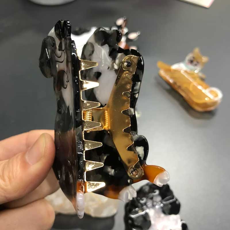 INNERDIVA Hunde-Haarspange, Gepunktet, Acetat, 8,9 X 4,6 Cm – Niedliche Haarklammer Für Hundeliebhaberinnen