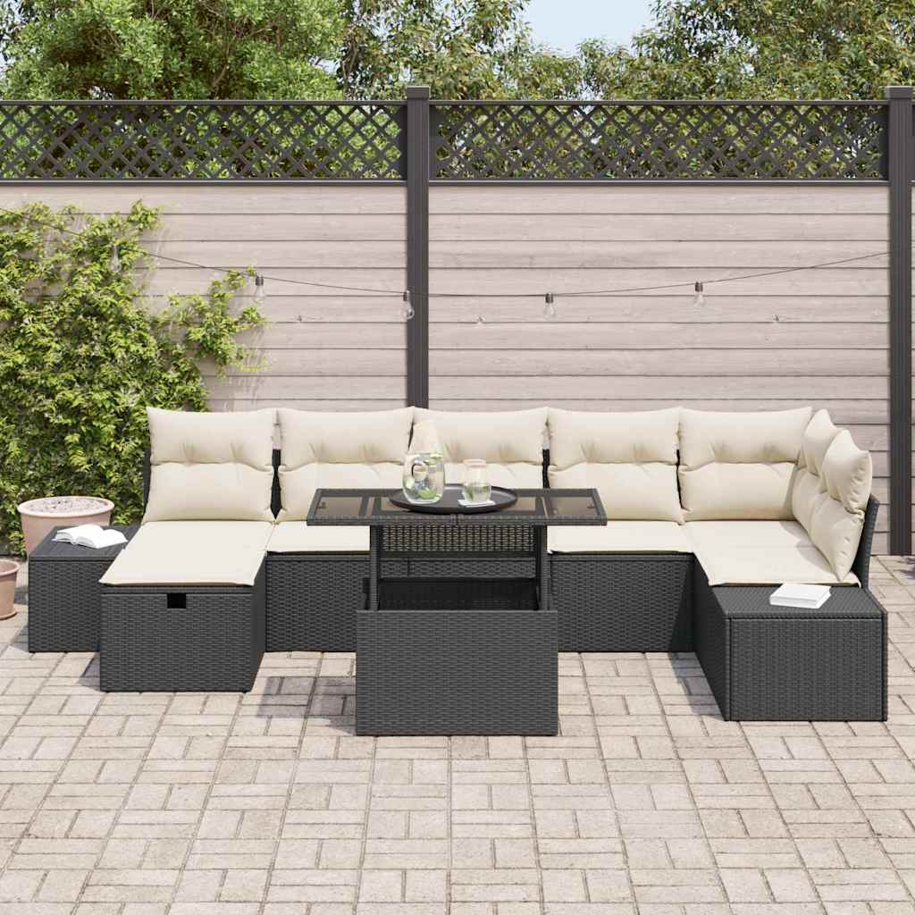Garden Sofa Set 8 pcs Black Poly Rattan