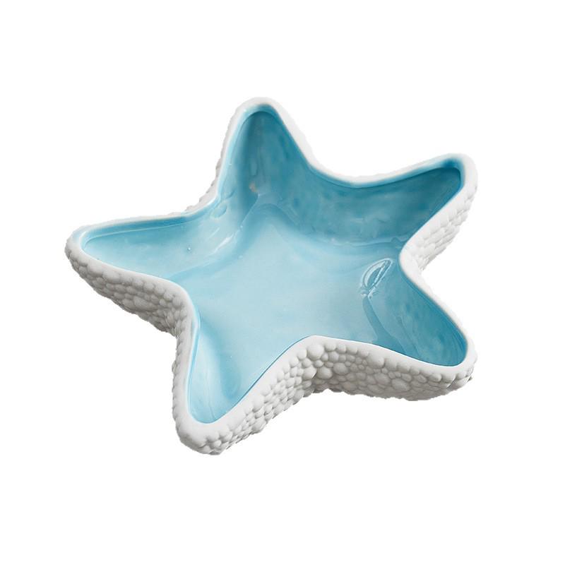 Starfish Seashell Ceramic Jewelry and Storage Tray with Marine Ornament Design