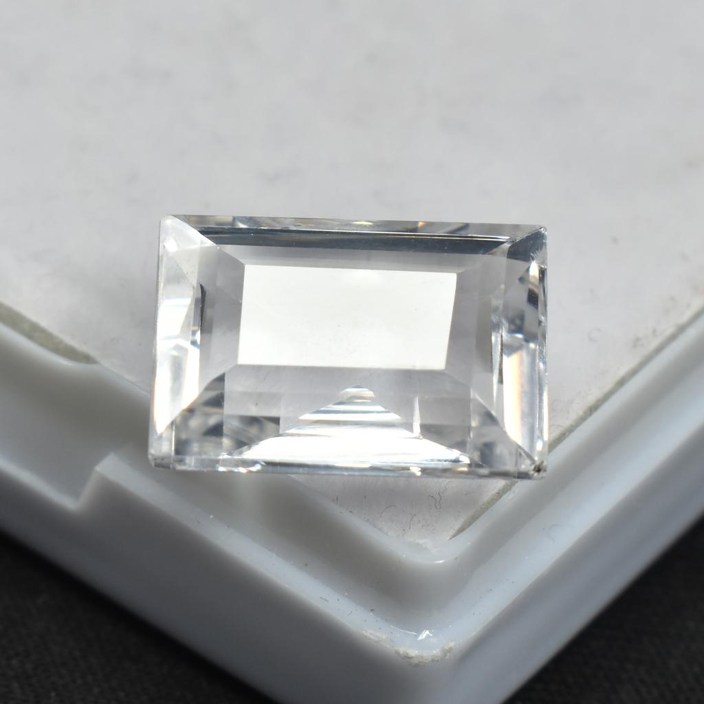 Natural White Sapphire 9.95ct Emerald Cut Certified Loose Gemstone