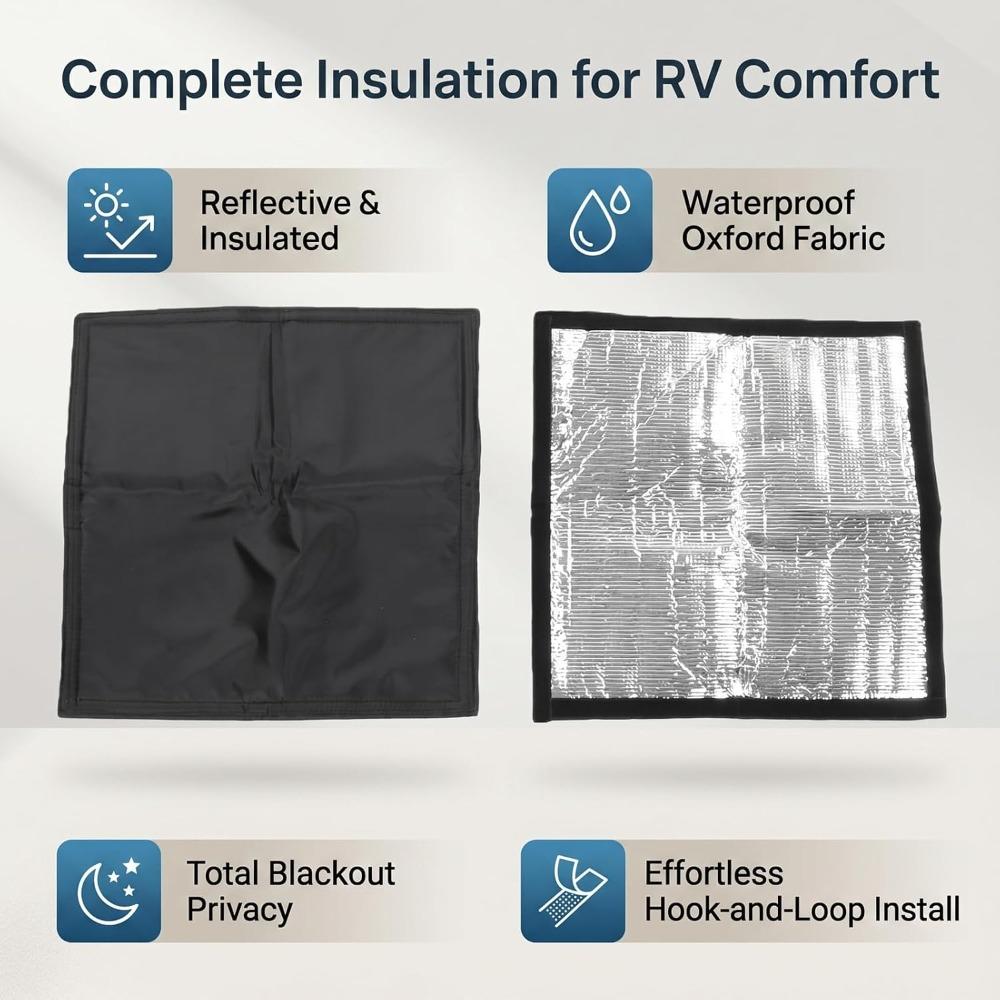 2Pcs Black Insulator Cover 41.4x41.4cm Window Sunshades Durable RV Cover  Vent Cover