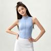 1011 Nuovo Gilet da Yoga ad Asciugatura Rapida da Donna con Zip Frontale Collo Rialzato Vita Stretta Pilates Fitness Gilet Top