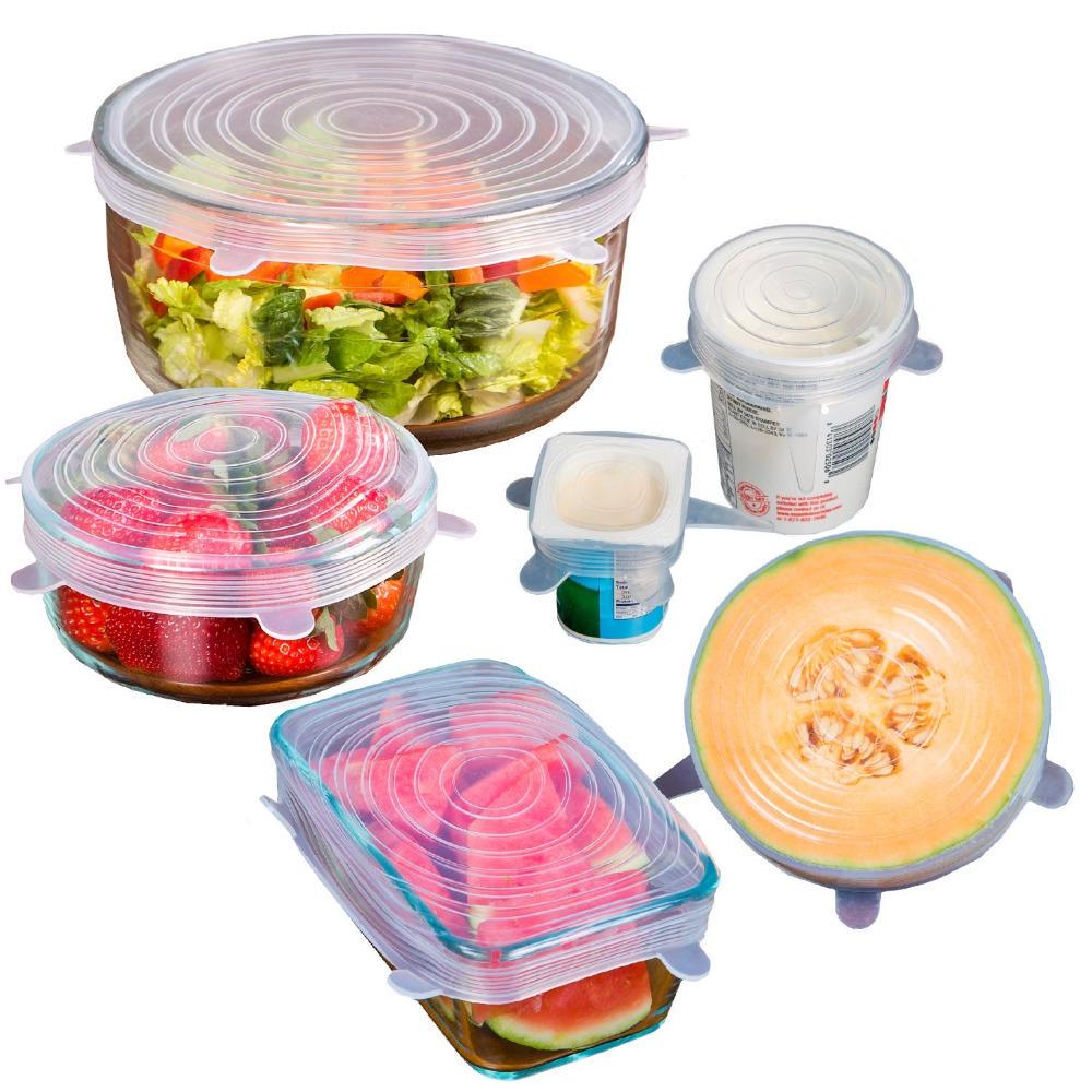 6 PCS Silicone Covers Fresh Keeping Cover, Universal Stretch Suction Pot Lids, Kitchen Cover Storage Cover Bowl Lids Pan Lids
