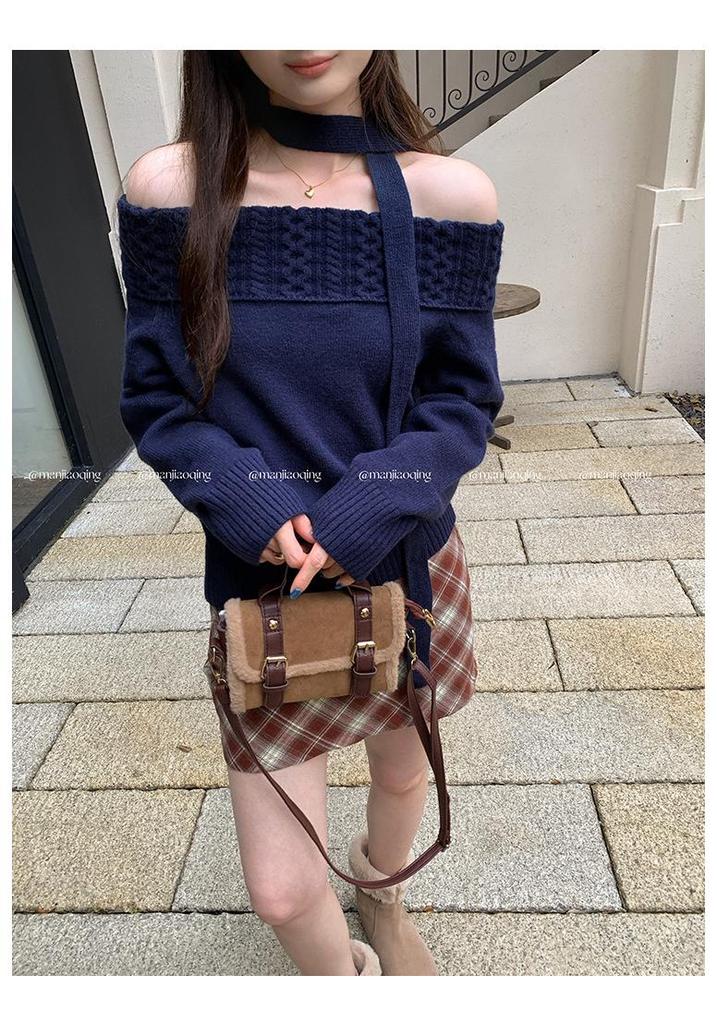 Chic One-Shoulder Long-Sleeve Knit Top for Women - 2025 Early Autumn