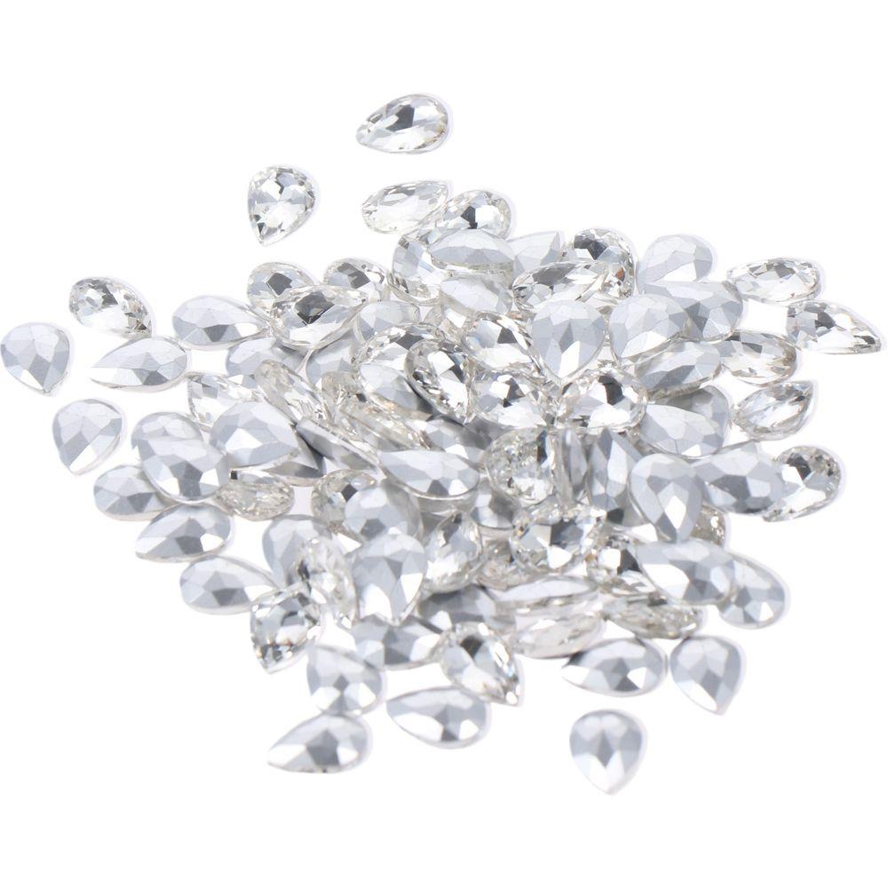 

100 PCS DIY Jewelry Crafts Glass Teardrop Rhinestones Teardrop 10*14mm Crystal Teardrop Faceted White Crystal Rhinestones Beads белый