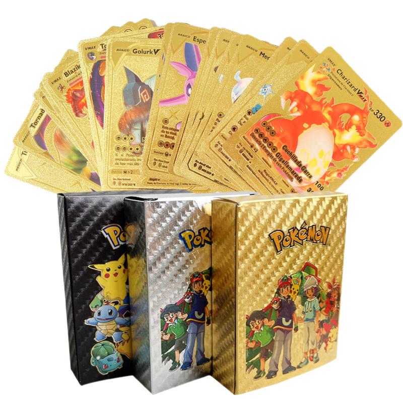 55Pcs Pokemon Cards VSTAR GX EX VMAX MEGA TAG TEAM Energy Trainer Charizard Pikachu Rare Collection Battle Card I19