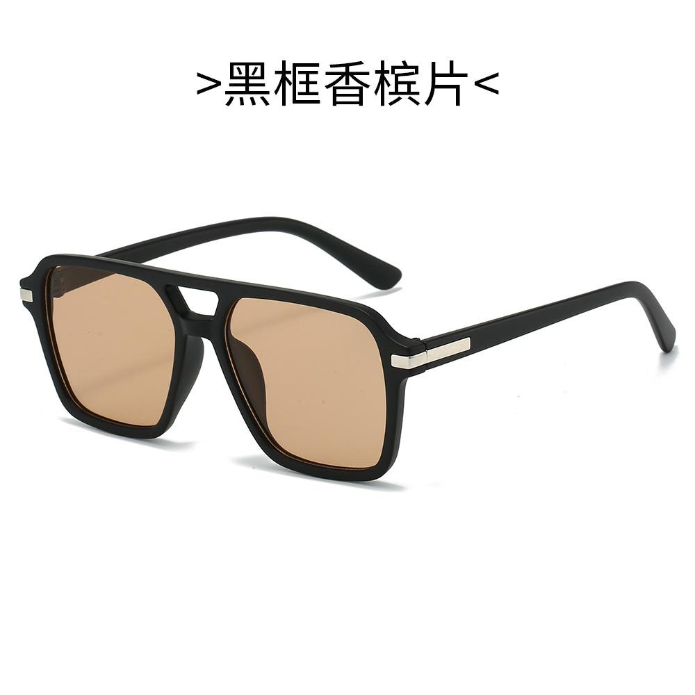 New Retro Pilot Sunglasses for Women Men Double Bridge Square Glasses Trendy Street Style Shades Fashion Sun Glasses
