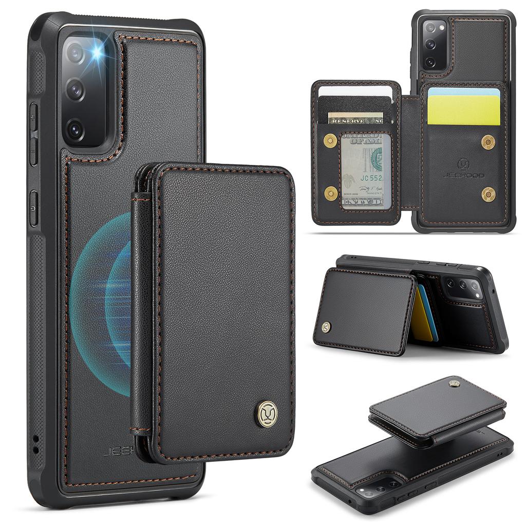 For Samsung Galaxy S20 FE Case JEEHOOD J05 Leather Mobile Cover with Detachable Magnetic Card Bag