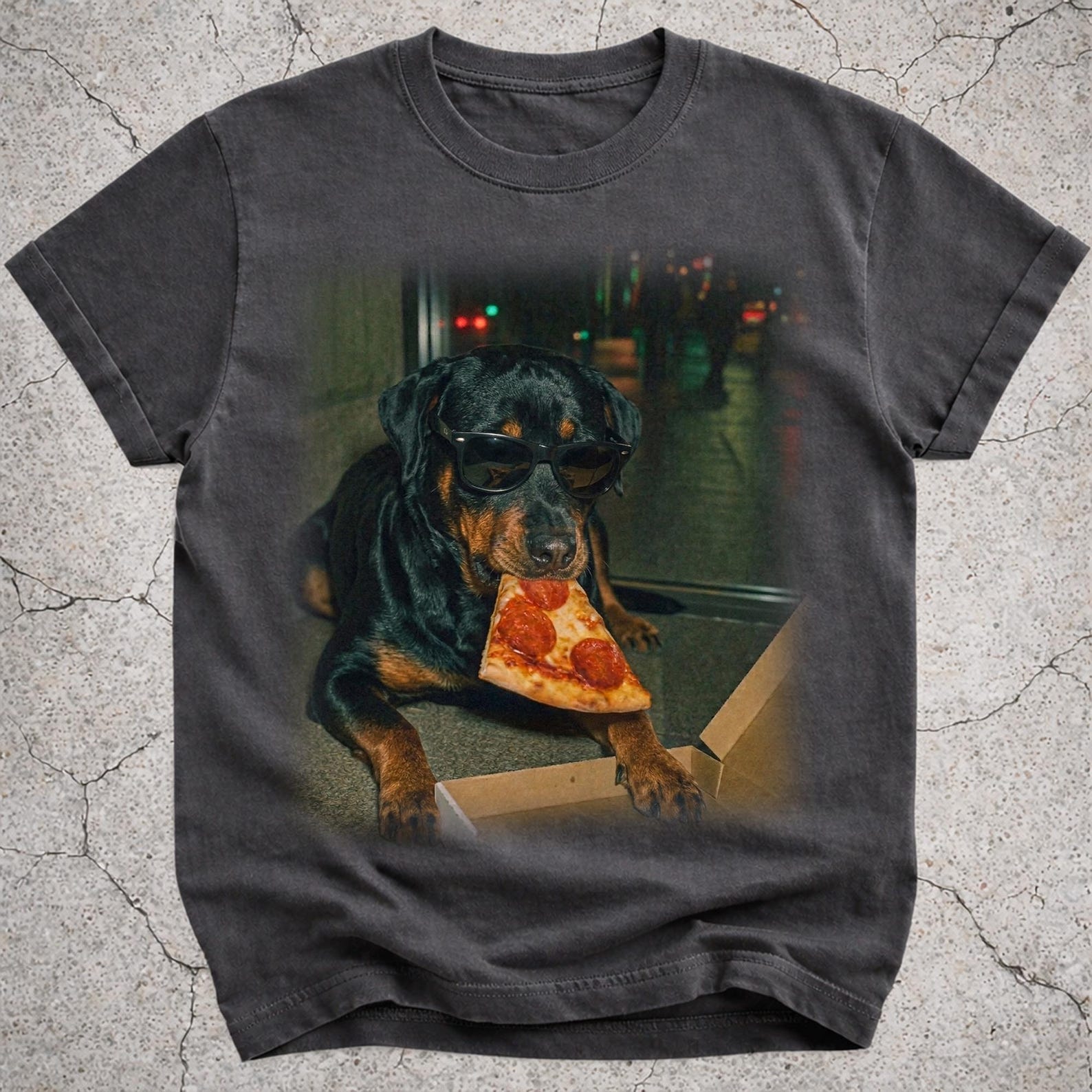 Rottweiler Eating Pizza Shirt, Funny Rottie Dog Meme T-Shirt, Pizza Lover Gift, Rottweiler Owner Vintage Graphic Tee, Silly Novelty Shirt S