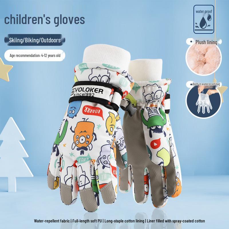 

Водонепроницаемые детские горнолыжные перчатки — теплые, нескользящие, утолщенные, с бархатной подкладкой для мальчиков и девочек S (4-6 years)