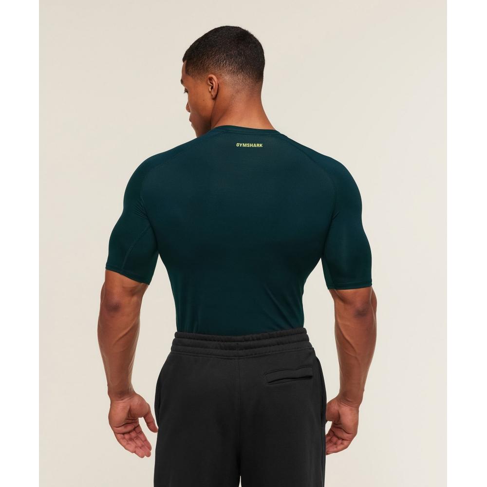 Gymshark ElemenT Baselayer T shirT Deep peTrol Blue sorbeT Yellow A2b4c udTg