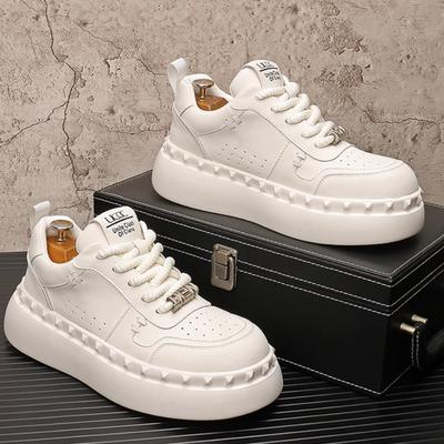 Modische rote Herren-Freizeit-Board-Schuhe mit Höhenabsatz, einfache und vielseitige weiße Herren-Sneaker, trendige Jugendschuhe b33