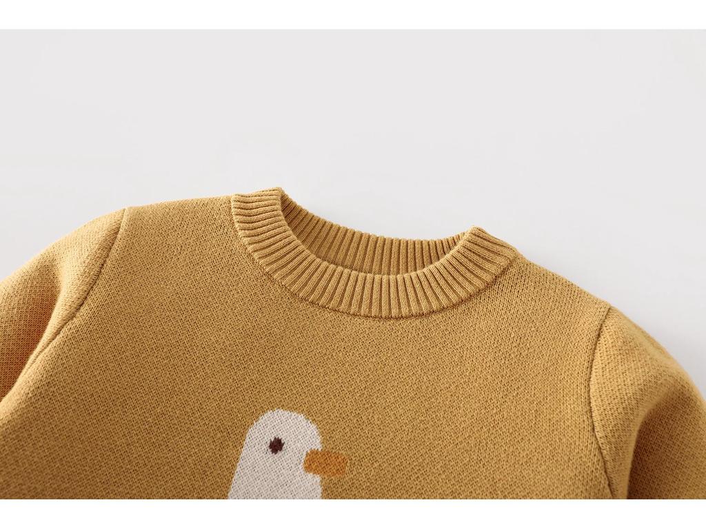 Kids' Korean Style Bear Jacquard Pullover - 2025 Autumn Collection